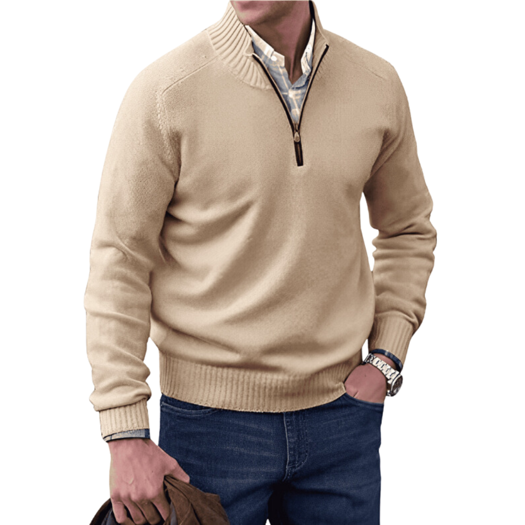 Faelan Men's Sweater | Cashmere Quarter Zip Pullover