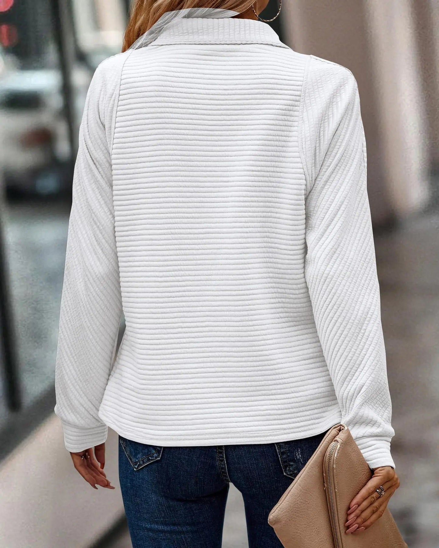 Elizabeth Sweater | Casual Zip-Up Sweater with Ribbed Detail