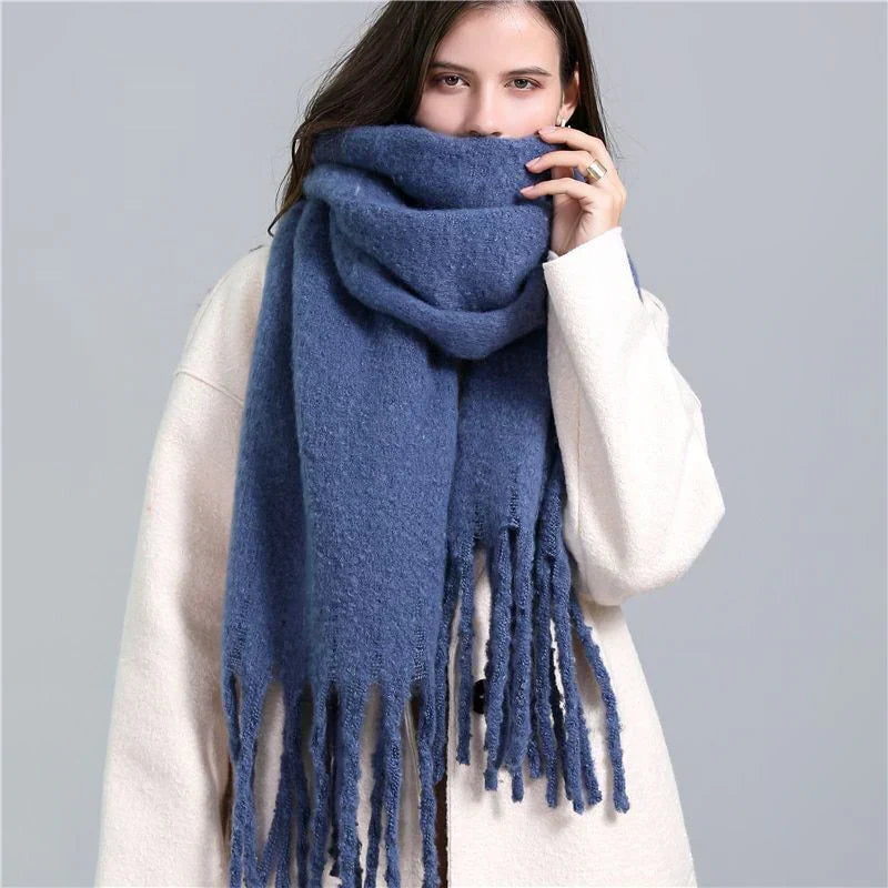 Jacinda Women's Cashmere Plaid Scarf | Warm & Stylish with Tassels