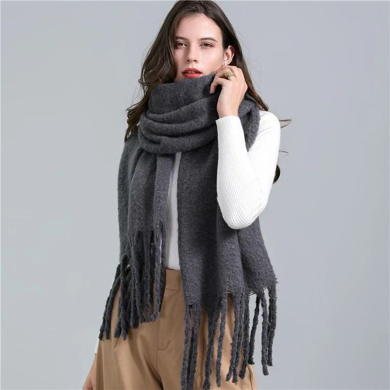 Jacinda Women's Cashmere Plaid Scarf | Warm & Stylish with Tassels