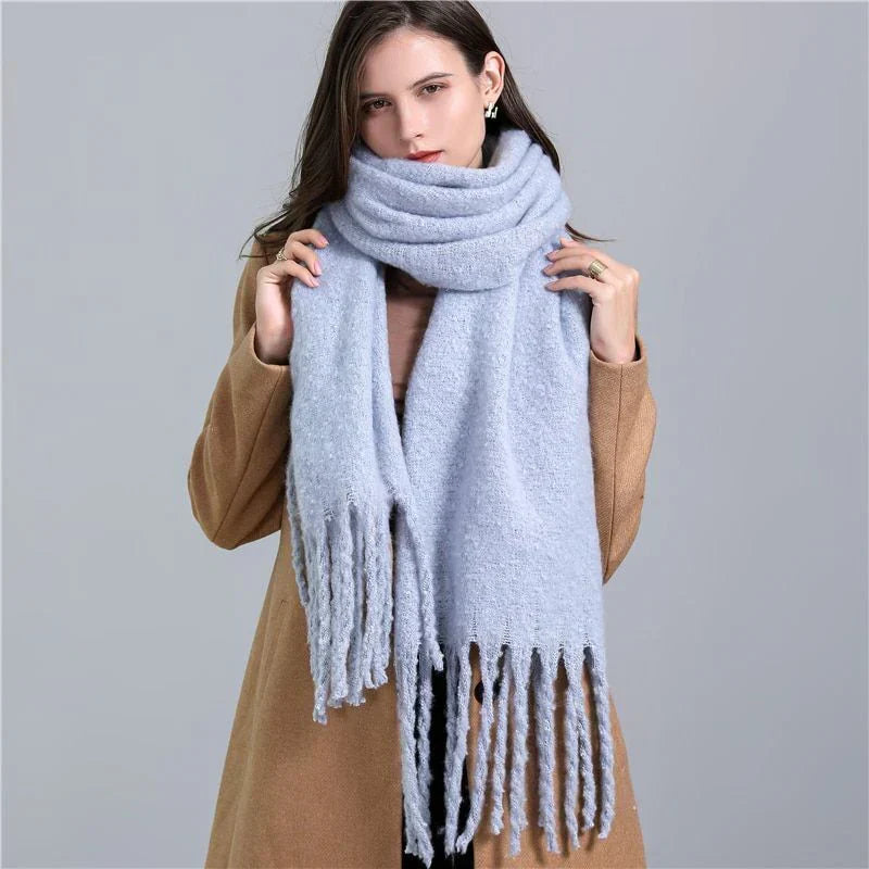 Jacinda Women's Cashmere Plaid Scarf | Warm & Stylish with Tassels