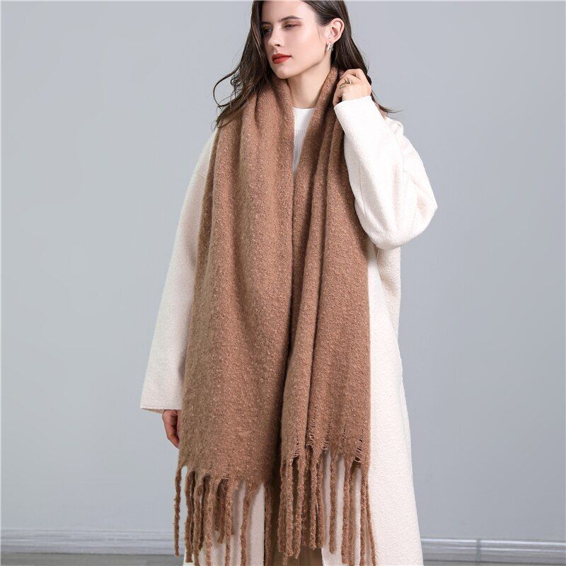 Jacinda Women's Cashmere Plaid Scarf | Warm & Stylish with Tassels