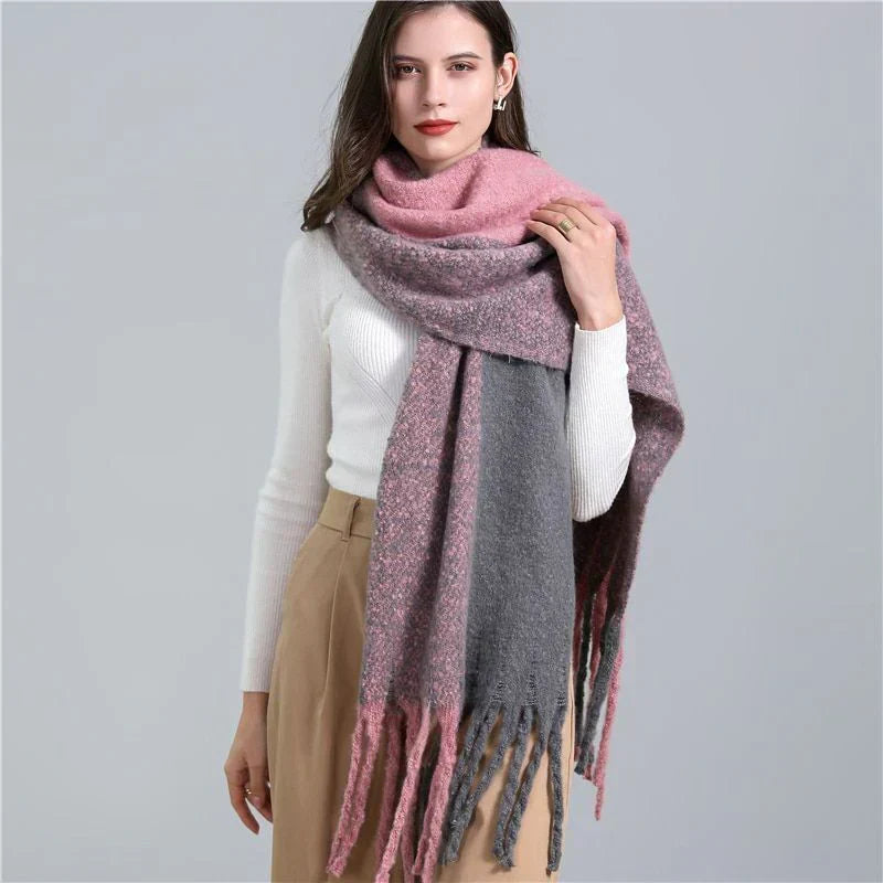 Jacinda Women's Cashmere Plaid Scarf | Warm & Stylish with Tassels