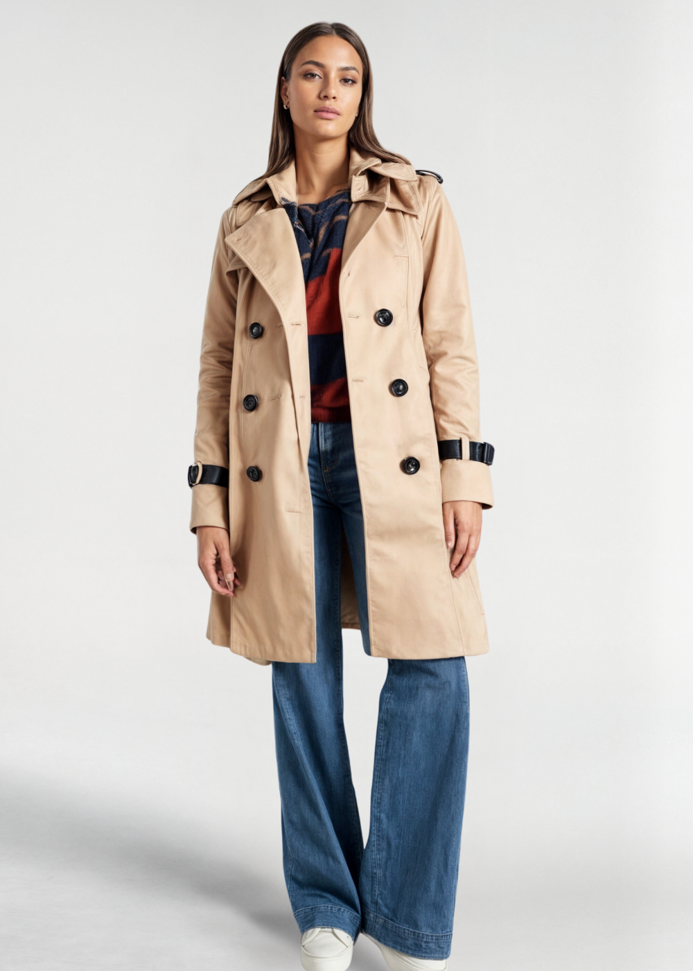 Ragini Trench Coat | Women's Autumn Double-Breasted Trench Coat in Premium Fabric