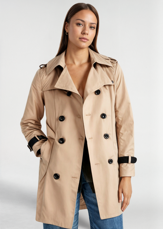 Ragini Trench Coat | Women's Autumn Double-Breasted Trench Coat in Premium Fabric