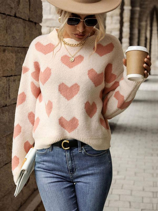Petra Jumper | Women's Autumn Casual Heart Print Knit Jumper