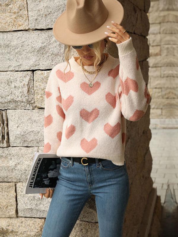 Petra Jumper | Women's Autumn Casual Heart Print Knit Jumper