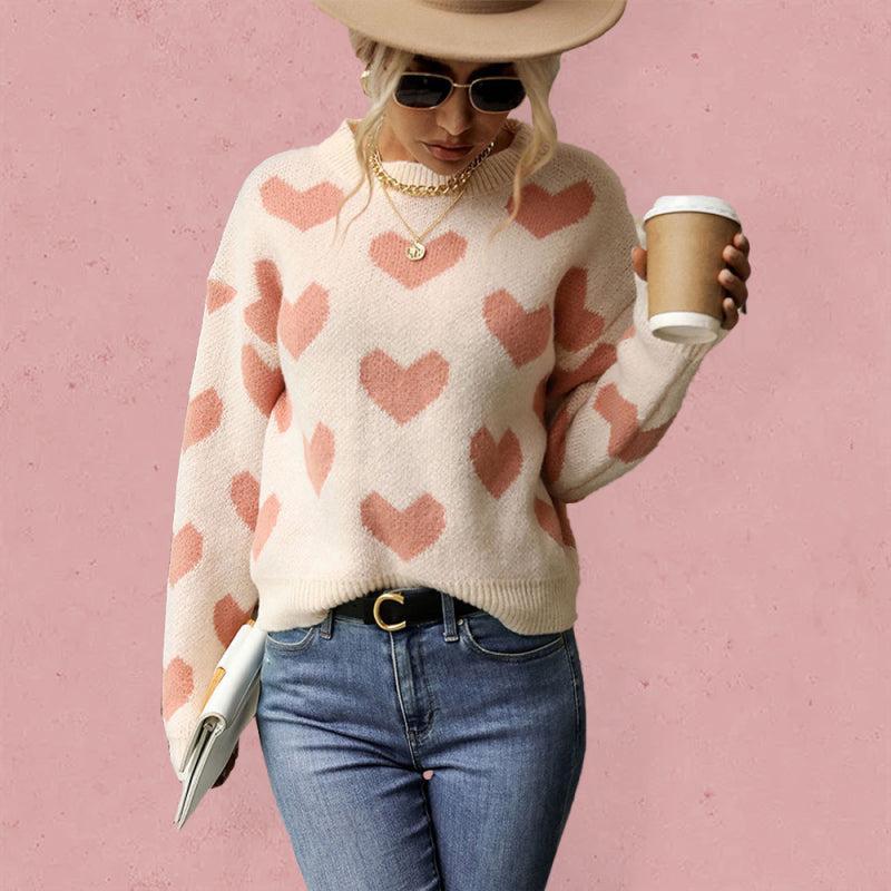 Petra Jumper | Women's Autumn Casual Heart Print Knit Jumper