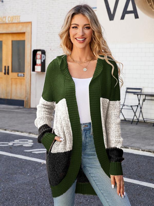 Pansy Cardigan | Women's Autumn Colour Contrast Hooded Knit Cardigan