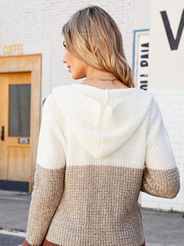 Pansy Cardigan | Women's Autumn Colour Contrast Hooded Knit Cardigan