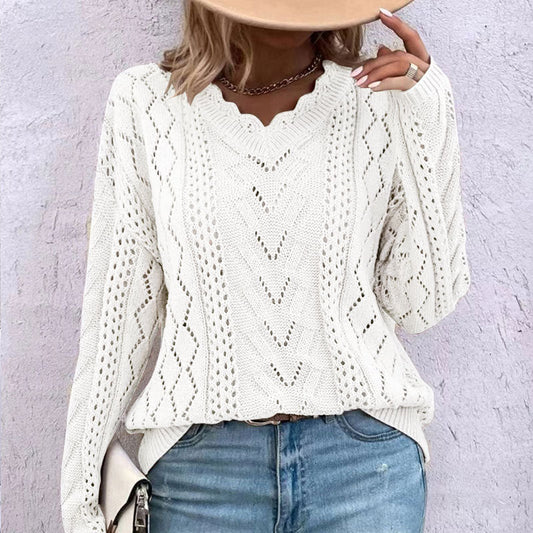 Philipa Jumper | Women’s Autumn Hollow Knit V-Neck Jumper