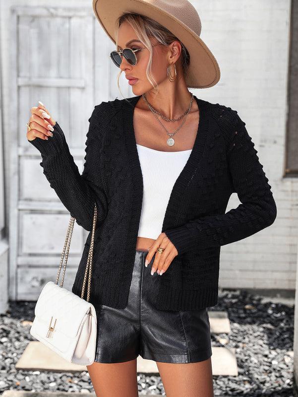 Paula Cardigan | Women's Autumn Knitted Three Dimensional Pattern Open Front Cardigan