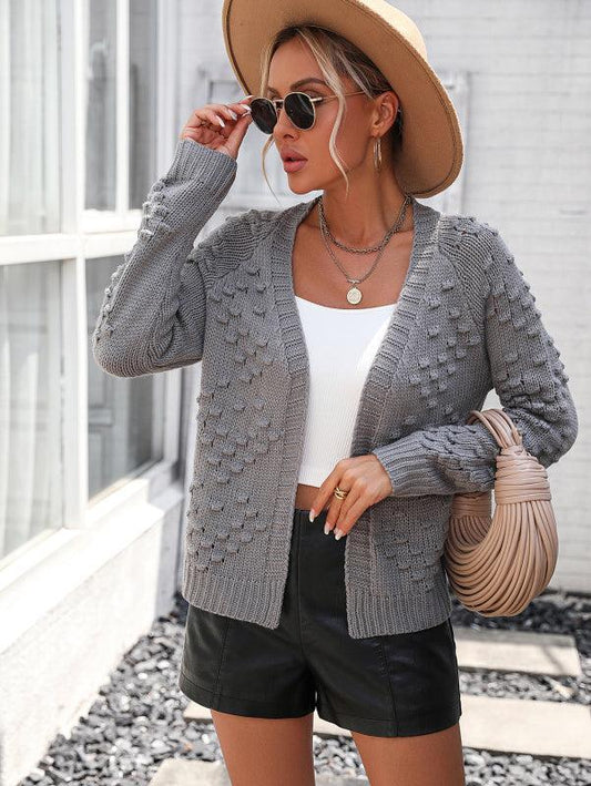 Paula Cardigan | Women's Autumn Knitted Three Dimensional Pattern Open Front Cardigan