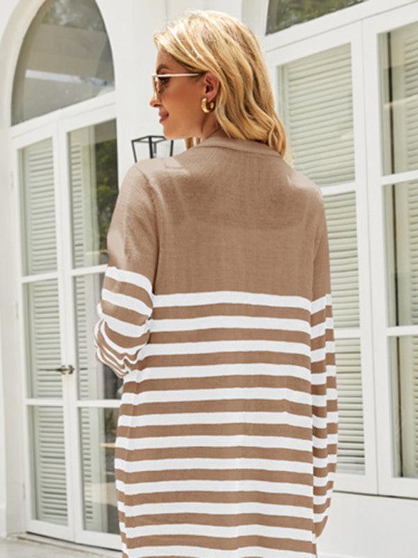 Paris Cardigan | Women's Spring Mid Length Striped Knit Cardigan