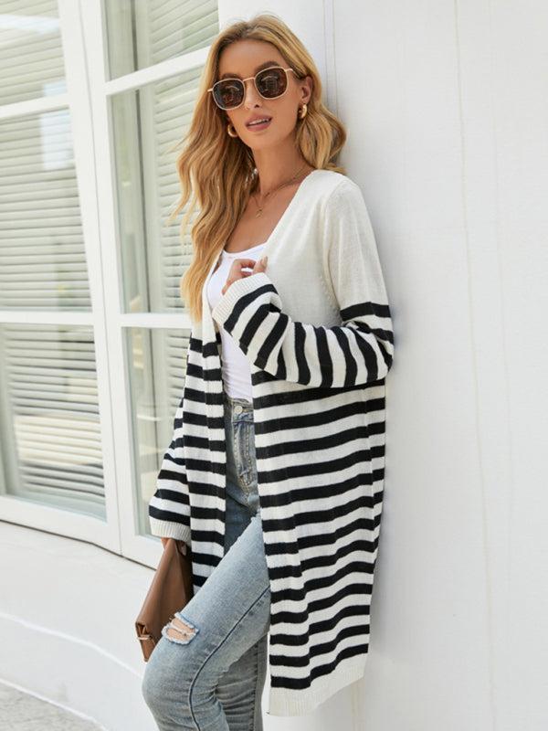 Paris Cardigan | Women's Spring Mid Length Striped Knit Cardigan