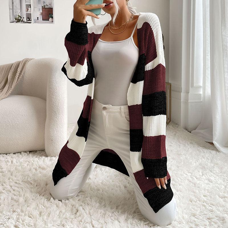 Patty Cardigan | Women's Autumn Thick Stripe Longline Knit Cardigan