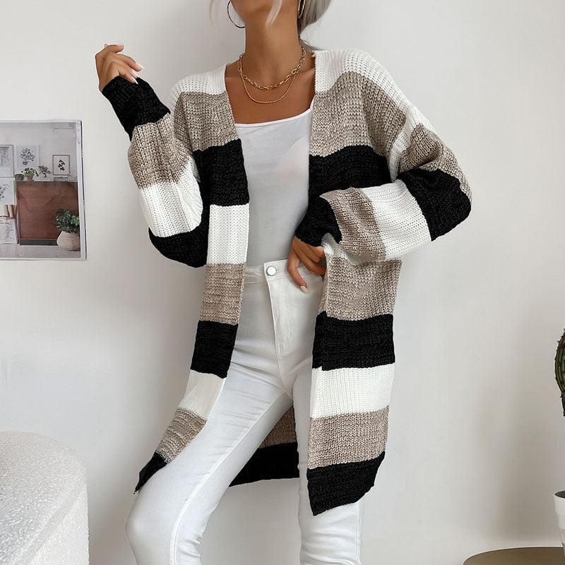 Patty Cardigan | Women's Autumn Thick Stripe Longline Knit Cardigan