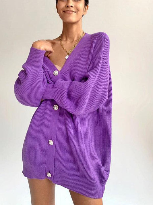 Patsy Cardigan | Women's Autumn Oversized Ribbed Button-Up Knit Cardigan