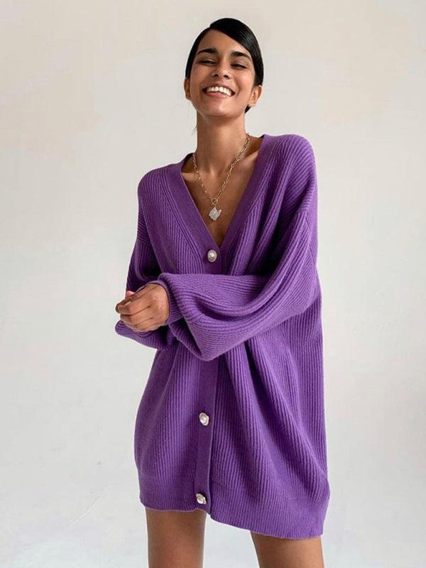 Patsy Cardigan | Women's Autumn Oversized Ribbed Button-Up Knit Cardigan