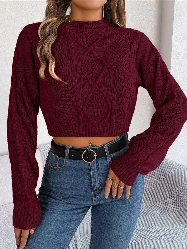 Perla Jumper | Women's Autumn Twist Pattern Cropped Knitted Jumper