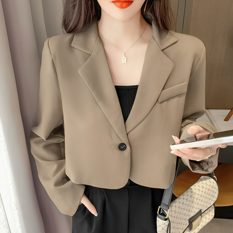 Fallon Cropped Blazer | Trendy Long Sleeve Suit Jacket