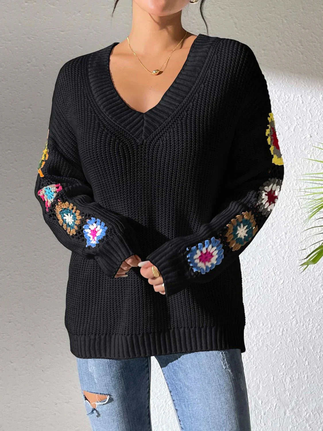 Isa Sweater | Women's Floral V-Neck Sweater