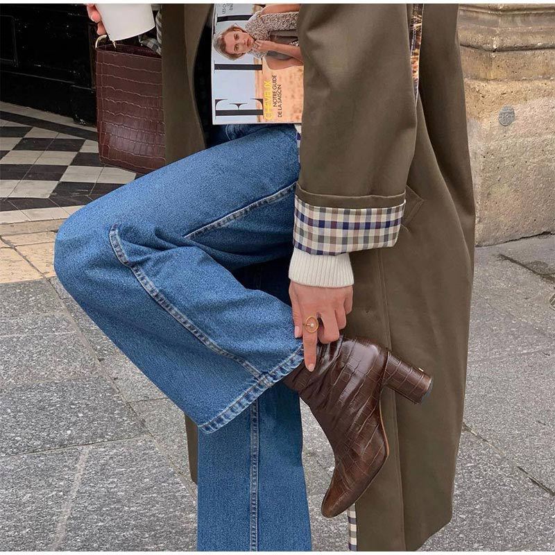 Rafaela Trench Coat | Women's Autumn Long Trench Coat with Grid Lining