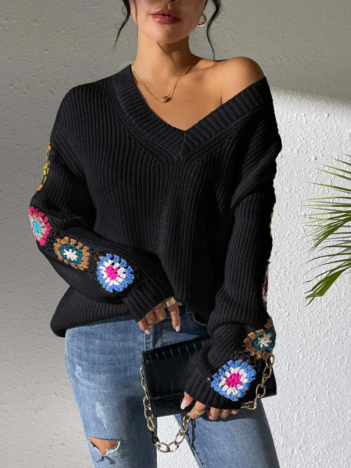 Isa Sweater | Women's Floral V-Neck Sweater