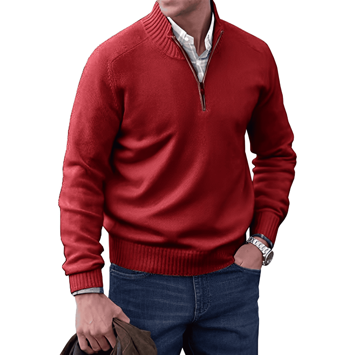 Faelan Men's Sweater | Cashmere Quarter Zip Pullover