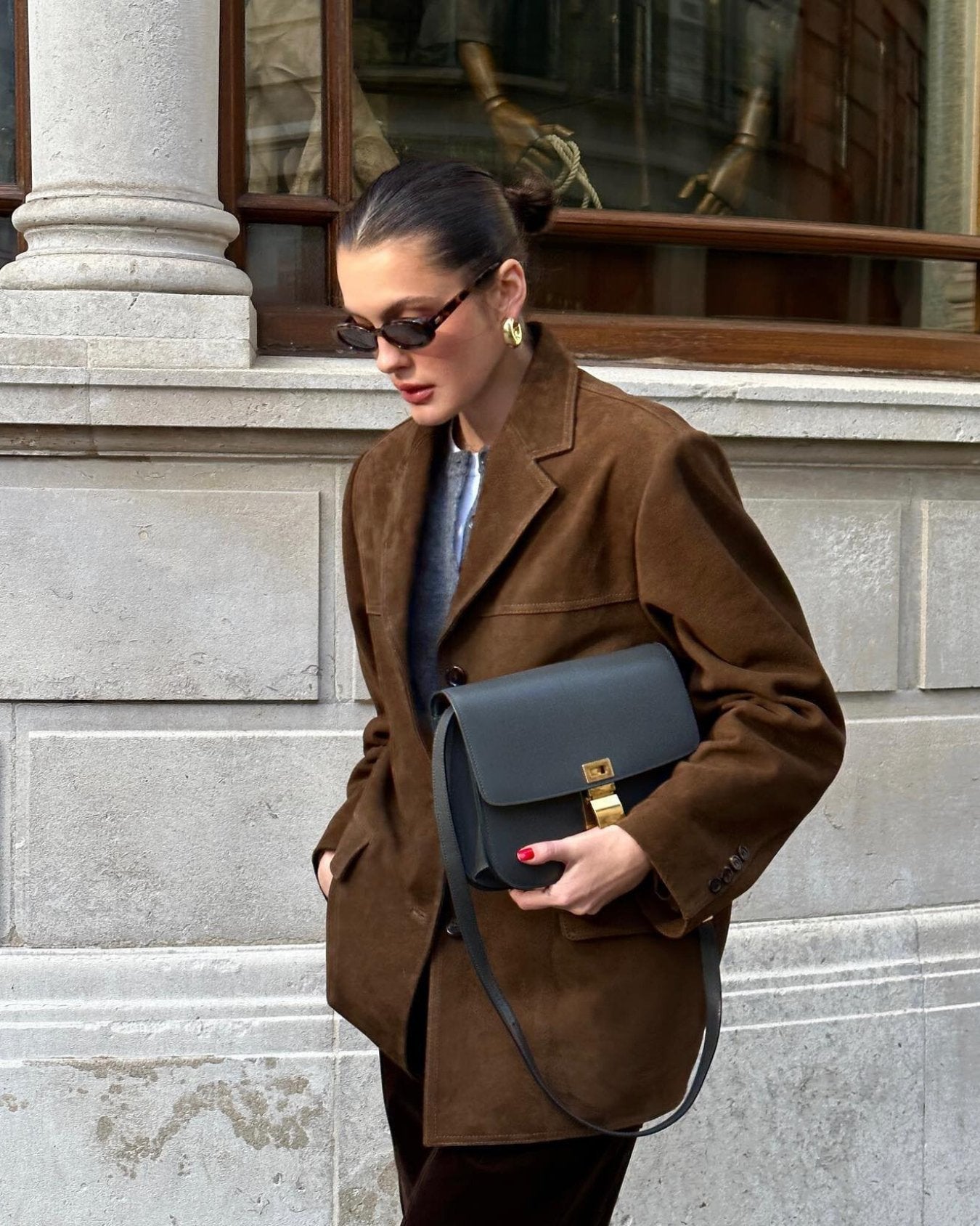 Kyla Jacket | Brown Suede Button-Down Classic