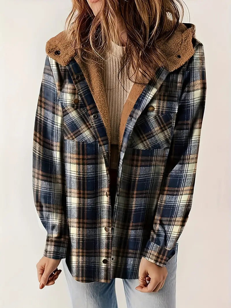 Kaiden Jacket | Plaid Zip-Up Hooded Jacket for Women