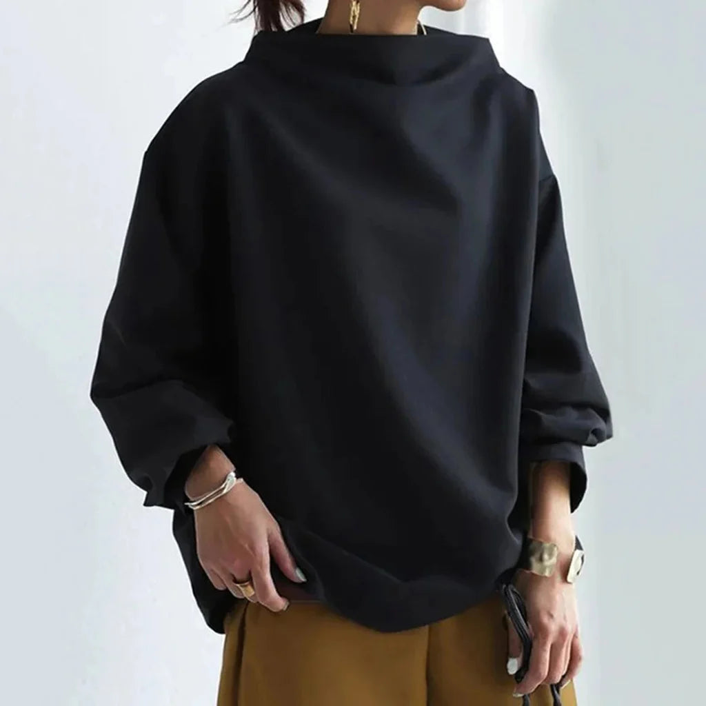 Pepita Top | Women's Autumn Minimalist Loose-Fit Long Sleeve Top
