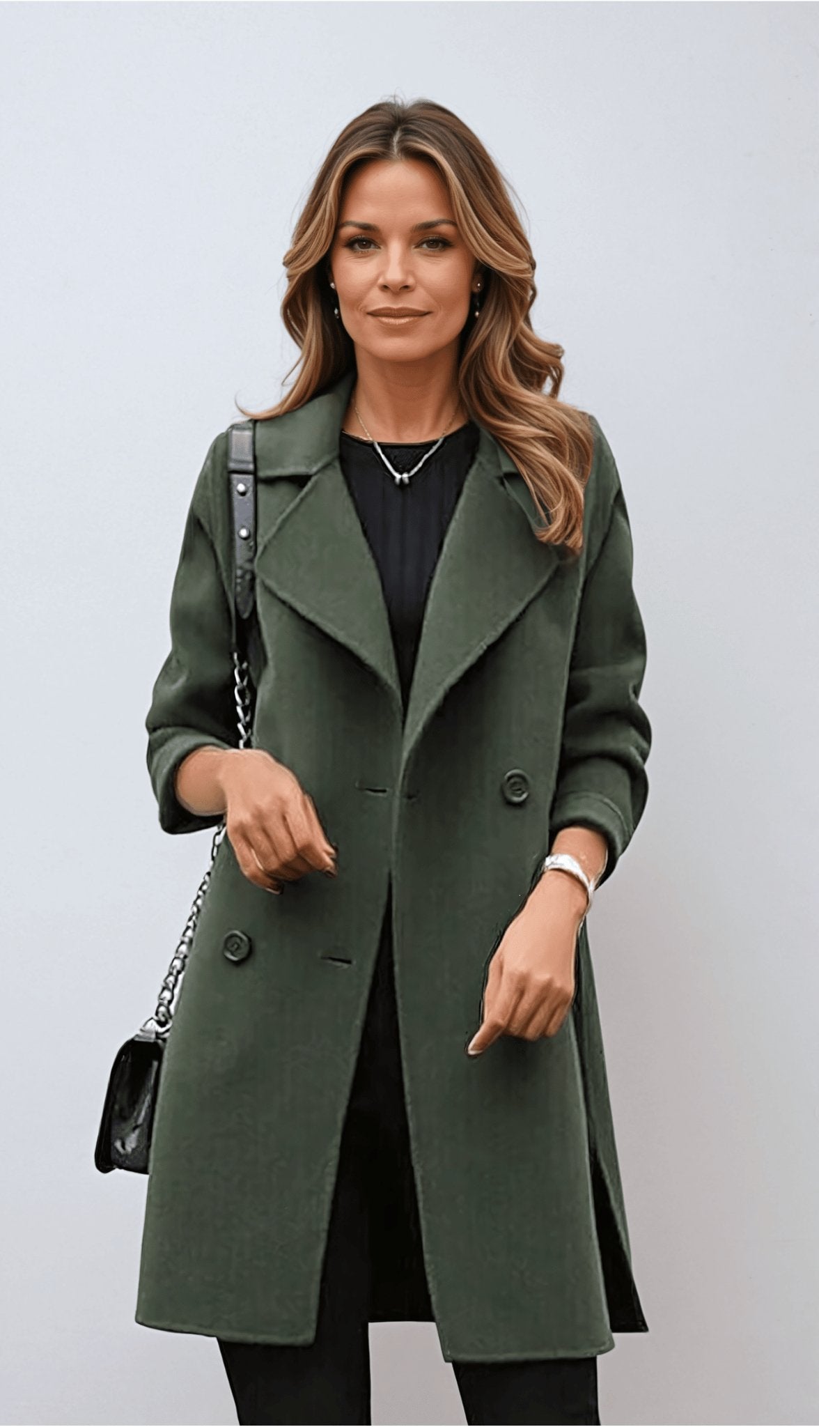 Kallie Wool Coat | Classic Double-Breasted Mid-Length