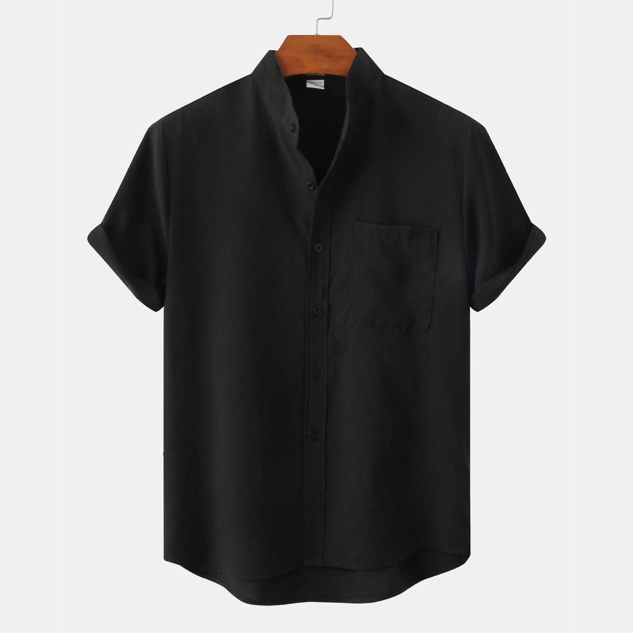 Flynn Shirt | Men’s Short-Sleeve Button-Down Shirt with Mandarin Collar and Chest Pocket