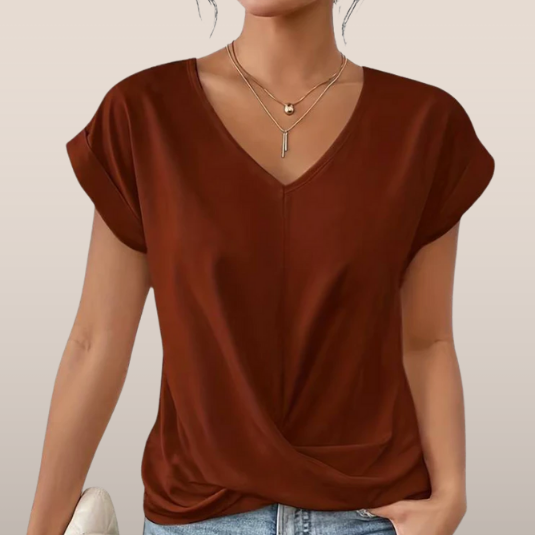 Bridget T-Shirt | Loose-Fit V-Neck Women’s Tee with Crossed Front Detail