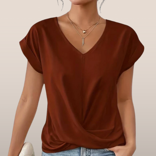 Bridget T-Shirt | Loose-Fit V-Neck Women’s Tee with Crossed Front Detail