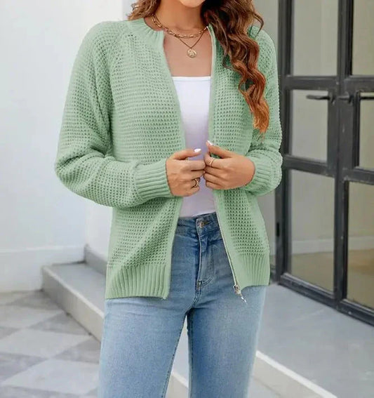 Patrizia Cardigan | Women's Autumn Solid Zip-Up Knit Cardigan