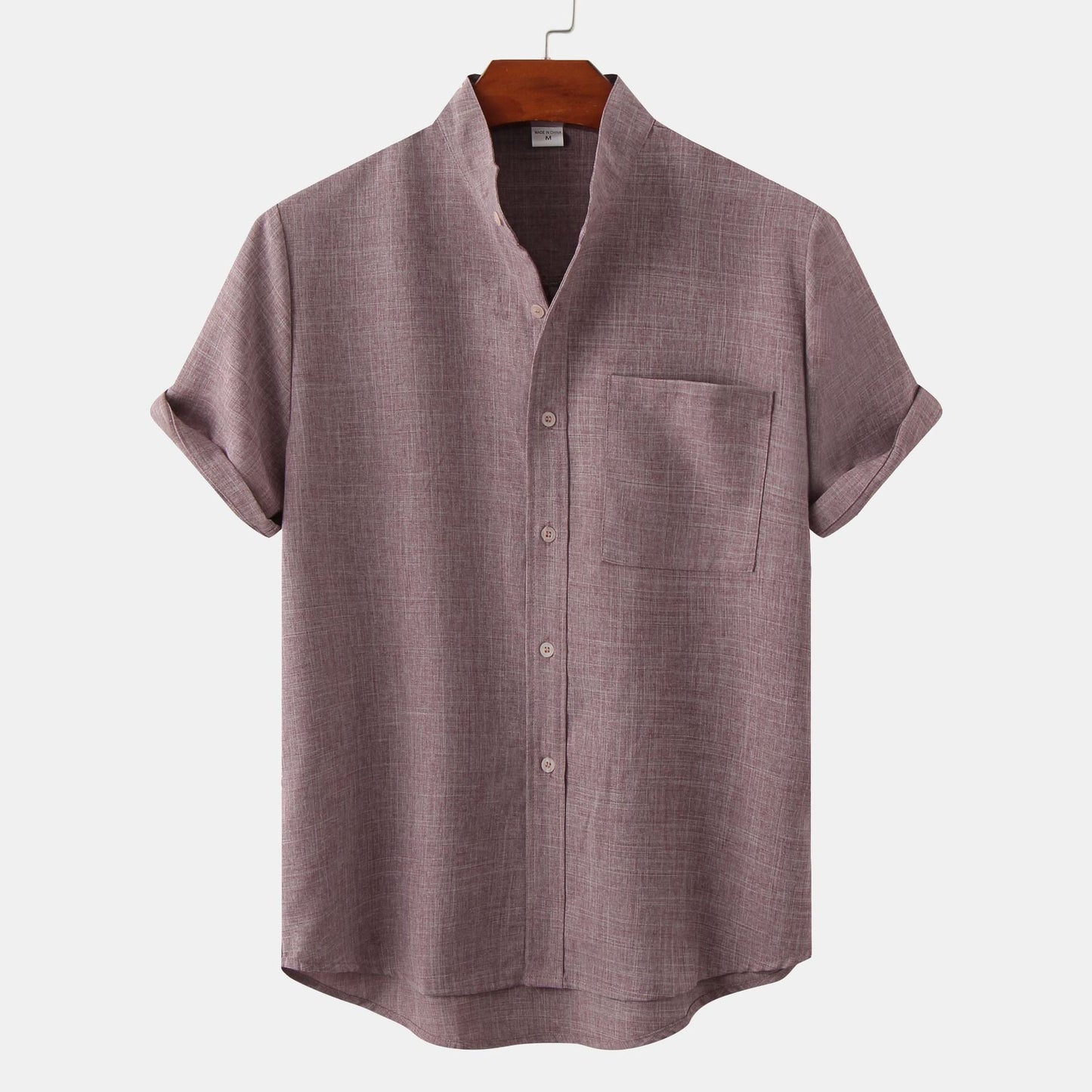 Flynn Shirt | Men’s Short-Sleeve Button-Down Shirt with Mandarin Collar and Chest Pocket