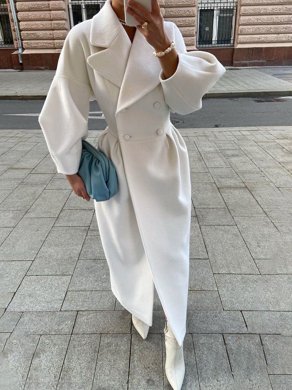 Kelsie Coat | Long Double-Breasted Elegant Layer