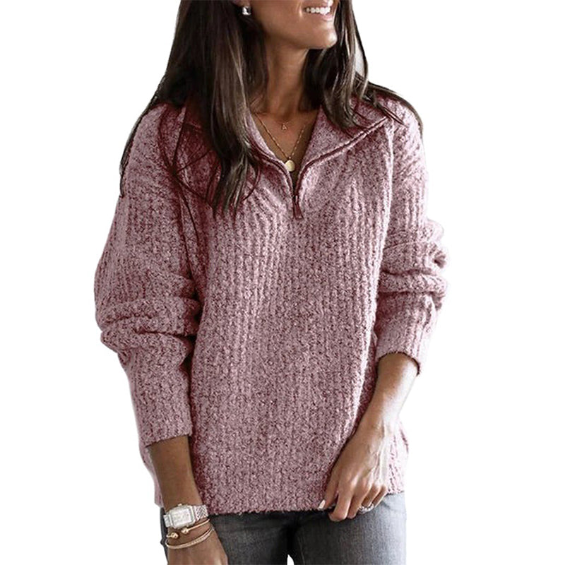 Qandeel Jumper | Women's Autumn Half-Zip Textured Knit Jumper