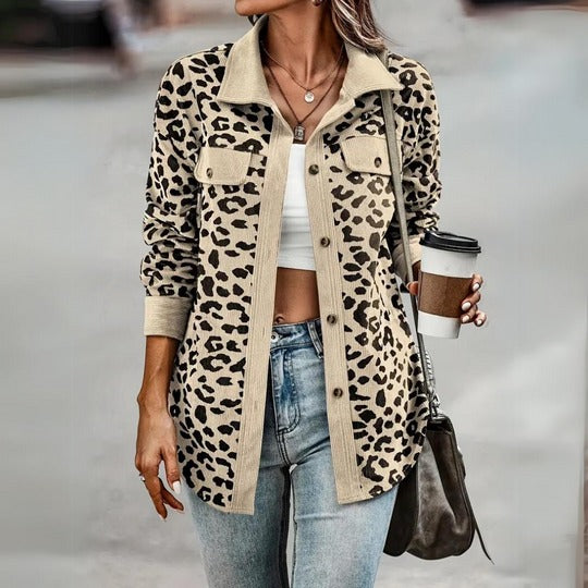 Jane Coat | Women's Elegant Leopard Print Jacket