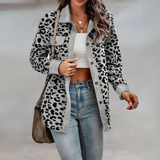 Jane Coat | Women's Elegant Leopard Print Jacket