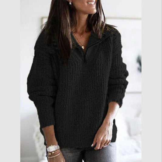 Qandeel Jumper | Women's Autumn Half-Zip Textured Knit Jumper