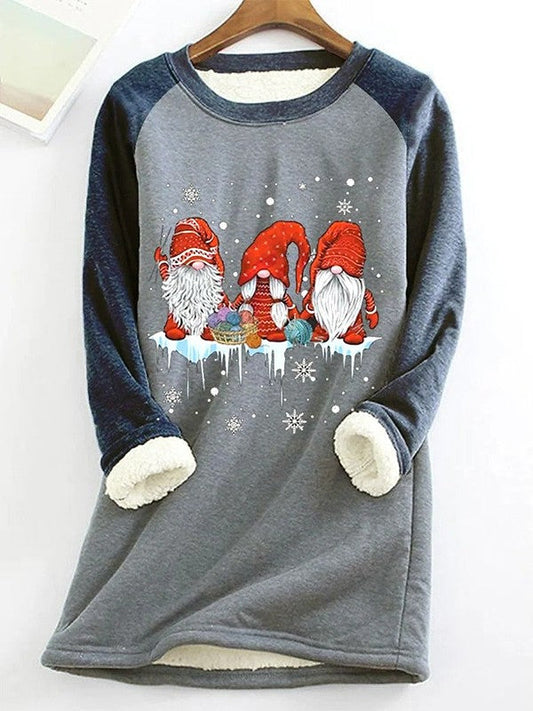 Ivette Christmas Sweatshirt | Festive Santa Print, Round Neck