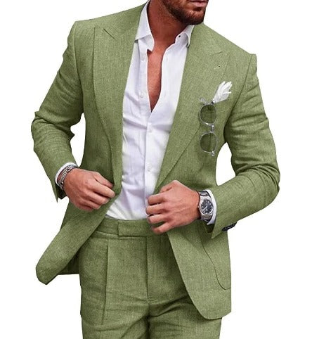 Fenton Men’s Suit | Two-Button Linen Skinny Fit Suit