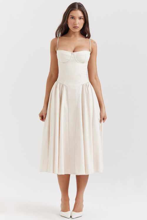 Vika Dress | Ballerina Pink Twill Corset Midi Dress