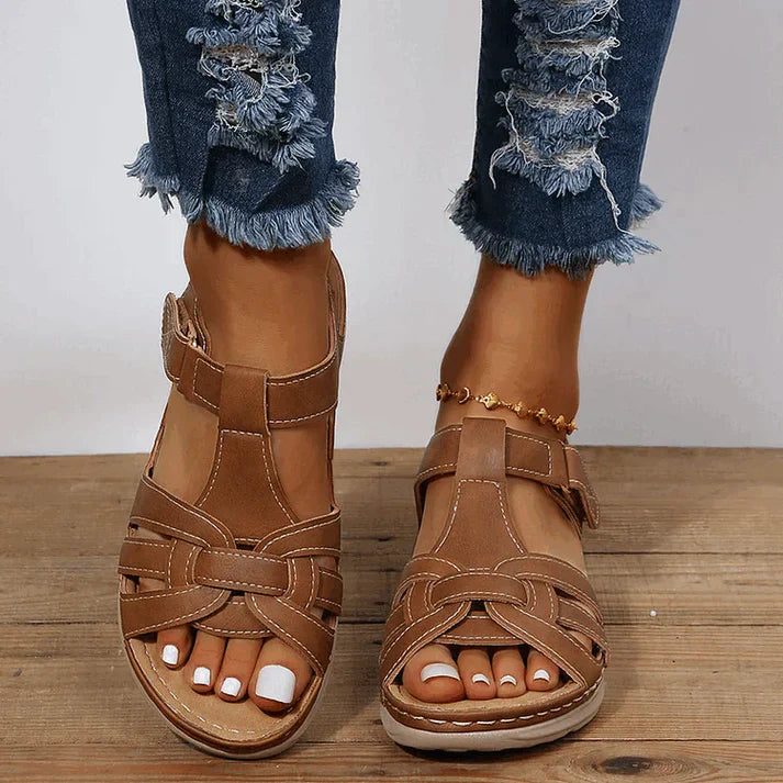 Yaiza Sandals | Women’s Vintage-Inspired Strappy Sandals with Adjustable Buckle