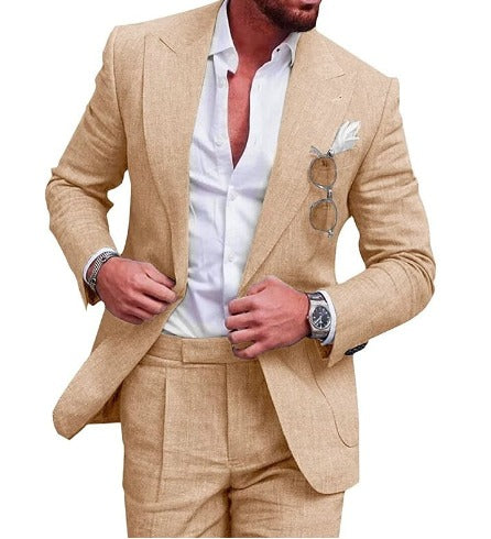 Fenton Men’s Suit | Two-Button Linen Skinny Fit Suit