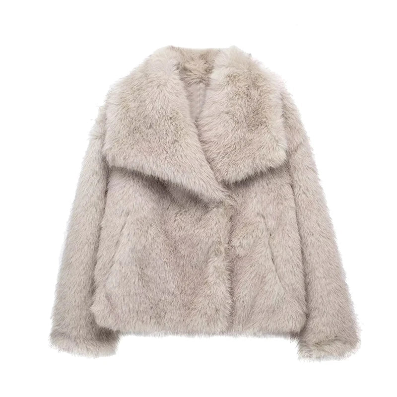 Kaya Coat | Faux Fur Short Oversized Glam