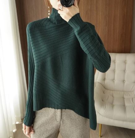 Inja Sweater | Cozy Asymmetric Ribbed Turtleneck Sweater